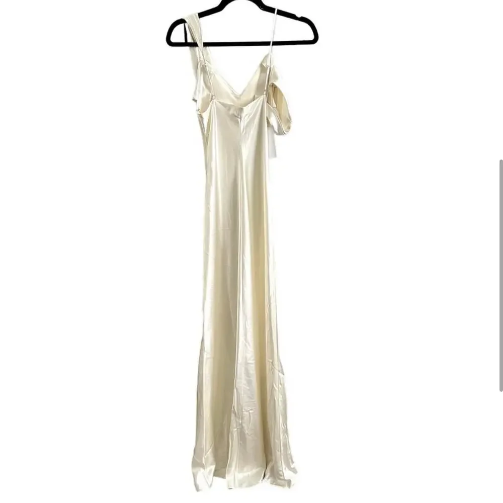 New Reformation Ronda Silk Dress Ivory - Picture 4 of 7